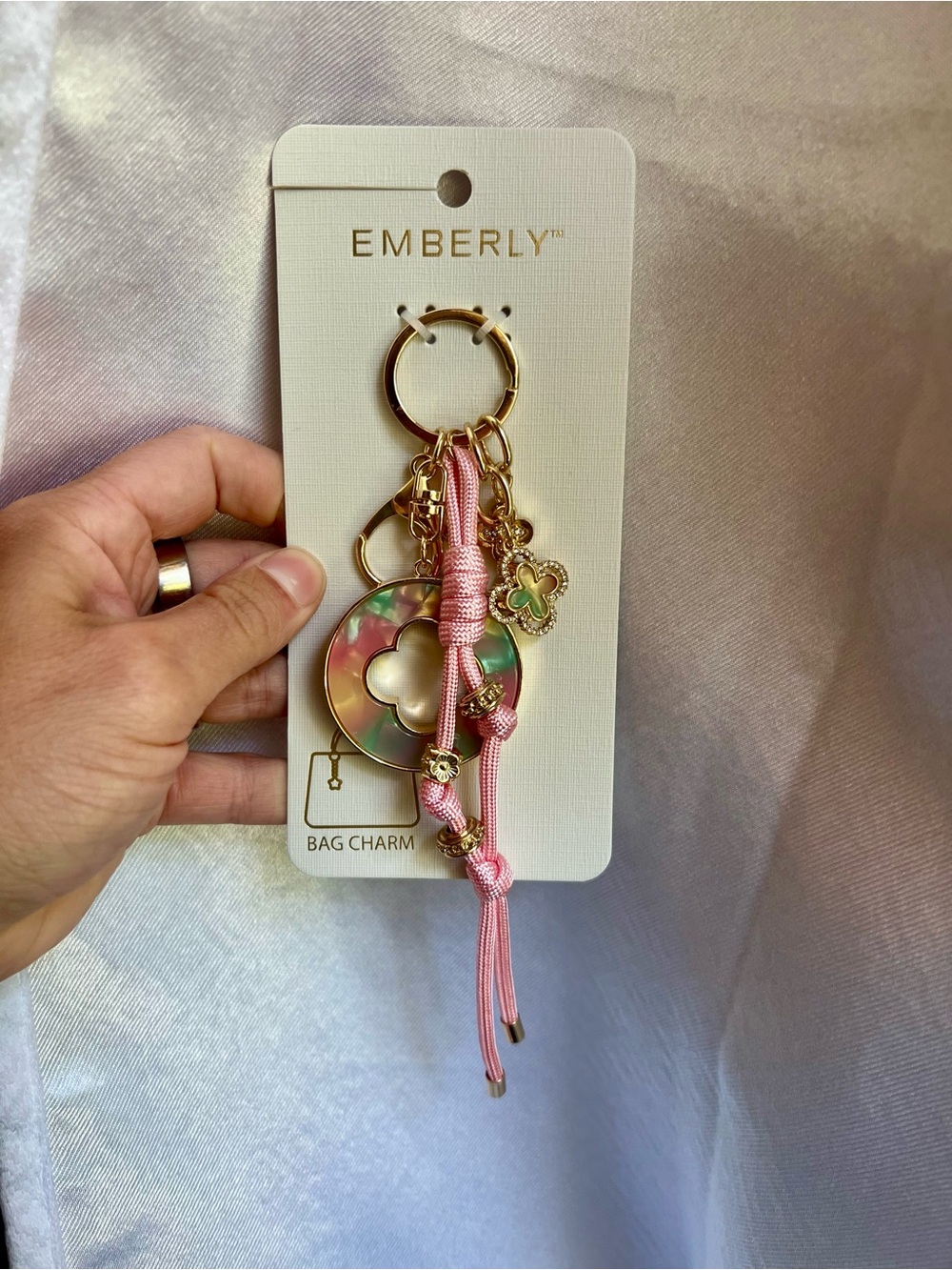 NWT Emberly Bag Charm Keychain | Pink Design
